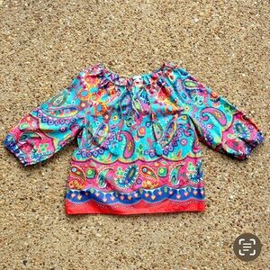 Talbots Petite Fiesta Paisley Tassel Popover Size XLP
